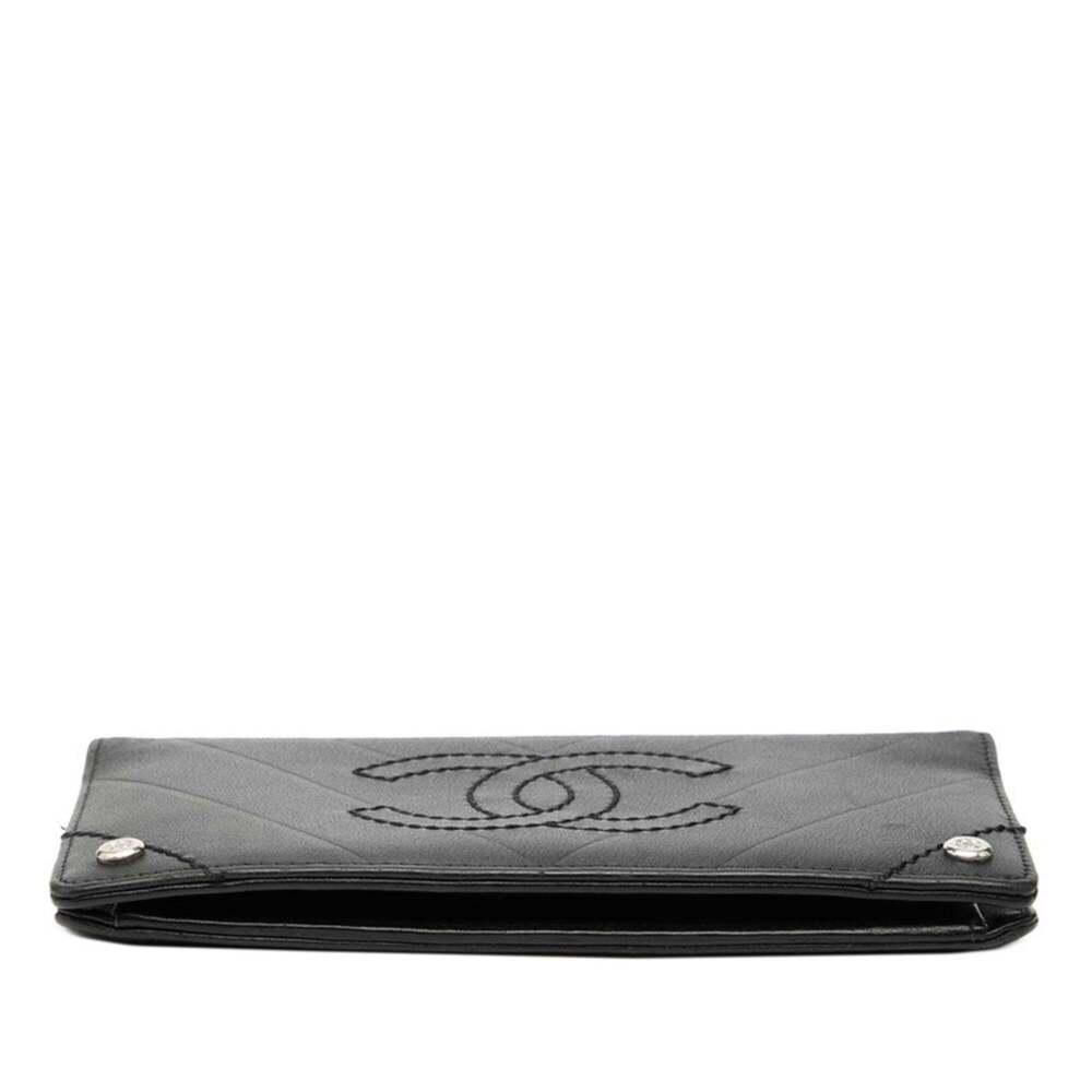 CHANEL Black Lambskin Leather Logo Wallet - Picture 3 of 8